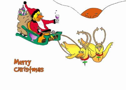 Winebirds Christmas Holiday Cartoon